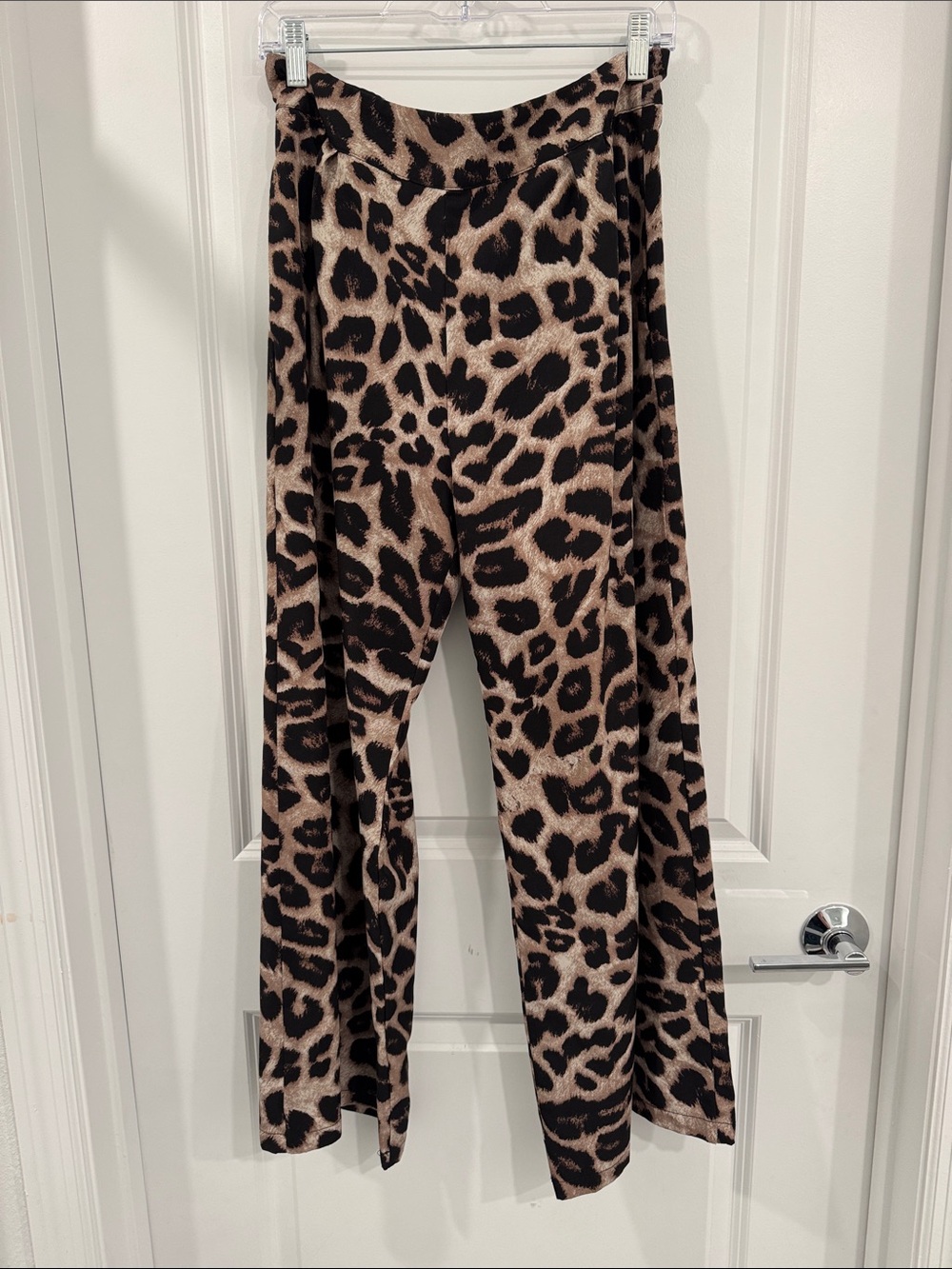 Wide Leg Leopard Print Pants - Brown/Black